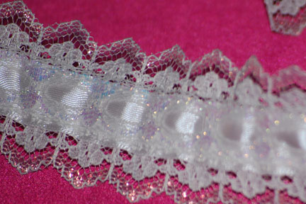 1 1/2" White Iridiscent Lace Beaded 1 1/2" White Iridiscent Lace Beaded