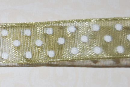 3/8" Moss Green/White Dots Organza 3/8" Moss Green/White Dots Organza
